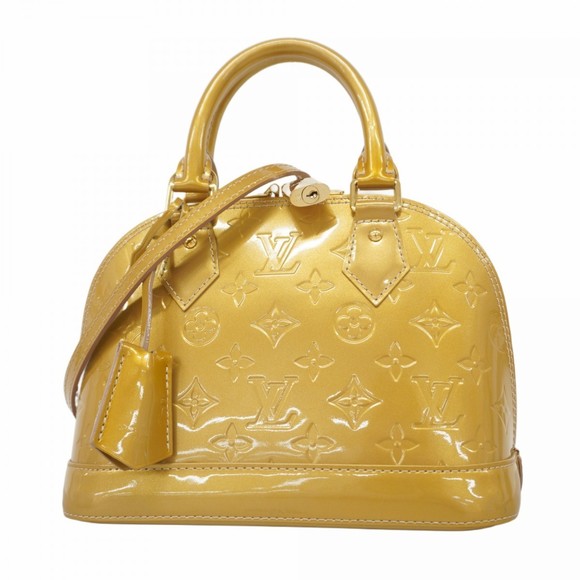 Louis Vuitton Vernis Alma BB Handbag M91752 Beige Poodle Women's - Picture 1 of 13